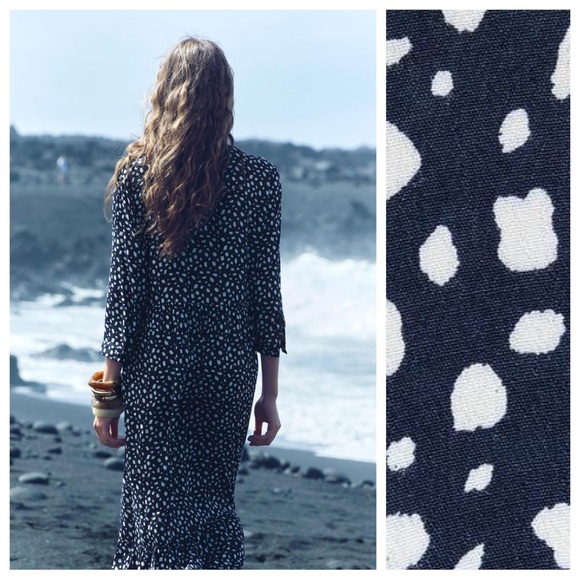 NWT. Zara ZW Collection Blue Printed Long Dress. Size XL. - Picture 4 of 12